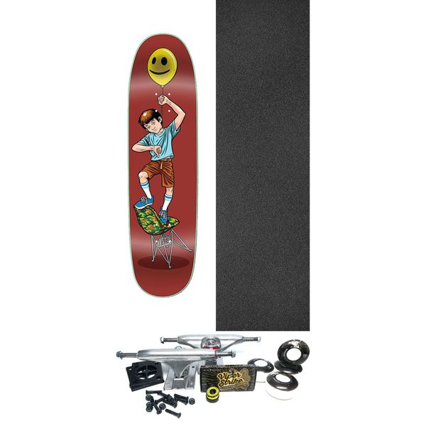 StrangeLove Skateboards Balloon Boy Maroon Skateboard Deck - 8.5" x 32.25" - Complete Skateboard Bundle